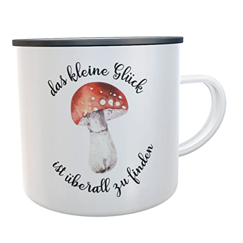 Emaille-Tasse Glücksgefühl mit Kleeblatt Becher Kaffeebecher Teetasse Picknick Geschenk
