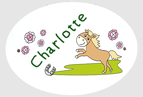 Personalisiertes Türschild Pferd mit Namen fürs Kinderzimmer Geschenk zur Geburt Taufe Geburtstag