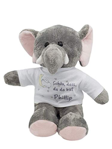 Kinderlampenland Kilala personalisierter Elefant Kuscheltier Hase im Mond zur Geburt mit Namen Baby Mädchen Junge Stofftier Geschenk zur Taufe