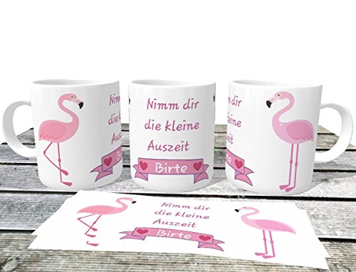 Kinderlampenland personalisierte Tasse Flamingo mit Wunschnamen Kaffeetasse Nimm dir die kleine Auszeit