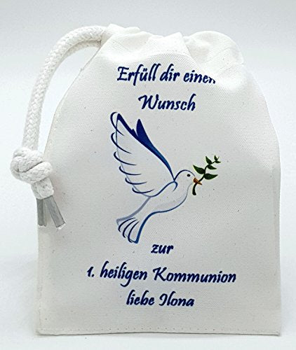 Geschenkverpackung für Geld Kommunion verpacken– personalisiert mit Name Kommunionskind Taube Geldgeschenk