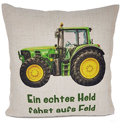 Kilala Kissen Traktor Kissen Trecker grün, Geschenkidee zum Geburtstag oder Vatertag Papa Junge Kinder