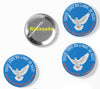 Friedenstaube Ansteckbuttons 59mm – Set mit Botschaft Unsere Söhne bekommt ihr nicht