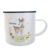 Emaille-Tasse Rehkitz nostalgie Aquarell Waldtiere Becher Campen