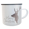 Emaille Tasse mit Aquarell-Wintermotiv Punschbecher Glühweinbecher Teetasse Campingtasse Teebecher