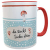 Tasse Glückspilz mit Tupfen Spruch da steckt Liebe drin Geschenk Kaffeebecher Gardenliebhaber Naturfreunde