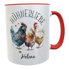 Hühner Kaffeebecher mit Namen Hühnerbecher aquarell Geschenk für Hühnerhof-Fans Mädchen Frauen Kinder