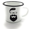 Kilala Blechtasse Hipster Echte Kerle tragen Bart im Emaille-Look unkaputtbar Camping Wohnwagen Tasse schwarz/weiß Geschenk