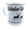 Emaille Tasse Winter Wonderland Blechtasse, Geschenk, Henkelbecher, Nostalgie, Henkeltasse, Punschtasse, Vintage, schwarz