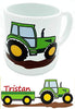 Kindertasse Kunststoff Traktor - personalisiert mit Namen Becher 180ml Trinklerntasse klein Trecker