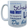 Tasse Schulkind 2023 mit Mutmachsprüchen personalisierts Geschenk zur Einschulung Befüllung Schultüte