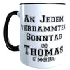 Kaffeetasse NFL Football mit lustigem Spruch An jedem verdammten Sonntag Geschenk Fan Wunschname