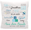 Kilala Kissen zur Geburt oder Taufe personalisierte Geschenkidee 40 x 40cm Jungen Sprüchen Namenskissen Baby Kissen