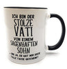 Tasse Spruch Ich bin stolzer Vati ... Sohn. Geschenk Papa Bürotasse Geburtstag Kaffeetasse Henkeltasse